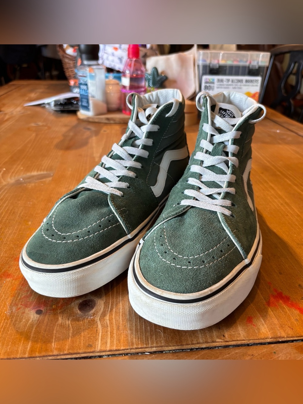 Vans mens Sk8- hi color theory duck green suede high top sneakers 10.5/ W12